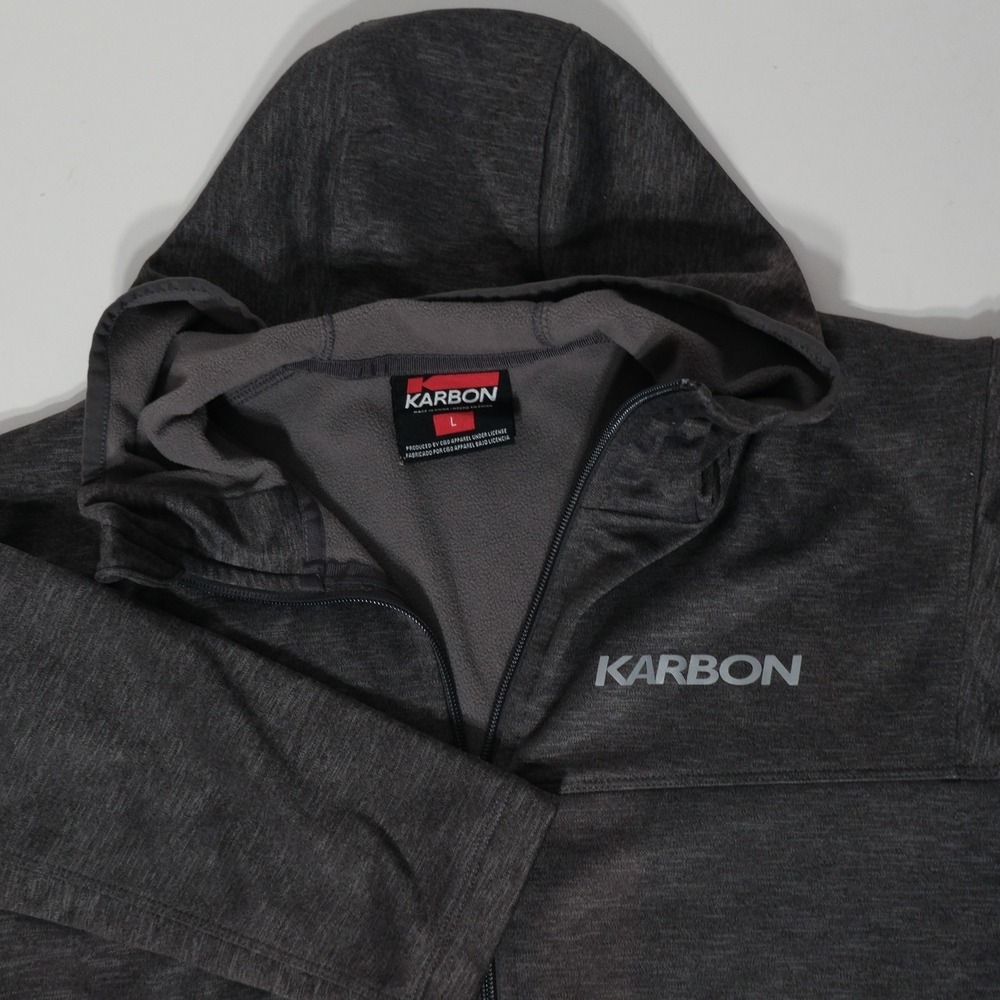 Karbon Full Zip Hoodie Sweatshirt Men's Large Dark Gray Pockets Activewear